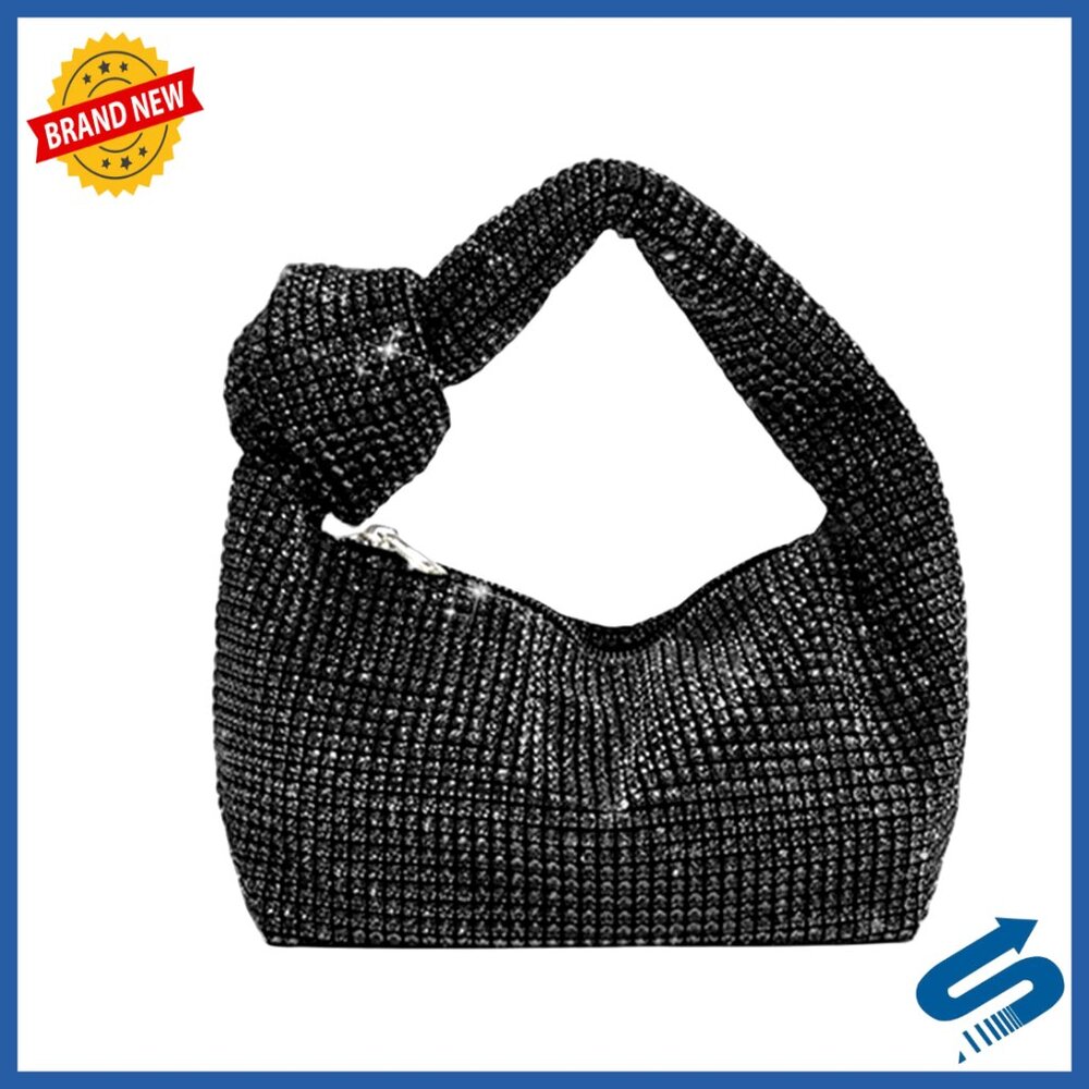 Glitter Rhinestone Evening Clutch Crossbody Bag Hobo Dumpling Style Formal
